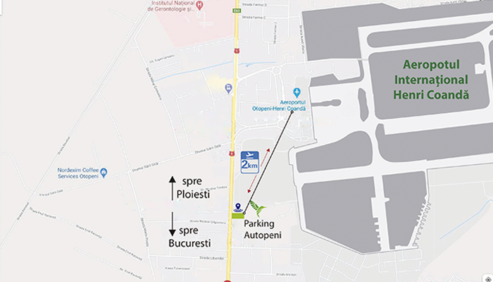 Locatie parcare langa aeroportul Otopeni